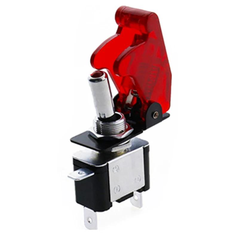 Rocker Switch LED Car Modification Arm Push Button Illuminated Toggle Switch With Safety Aircraft Flip Up Cover Guard 12V20A