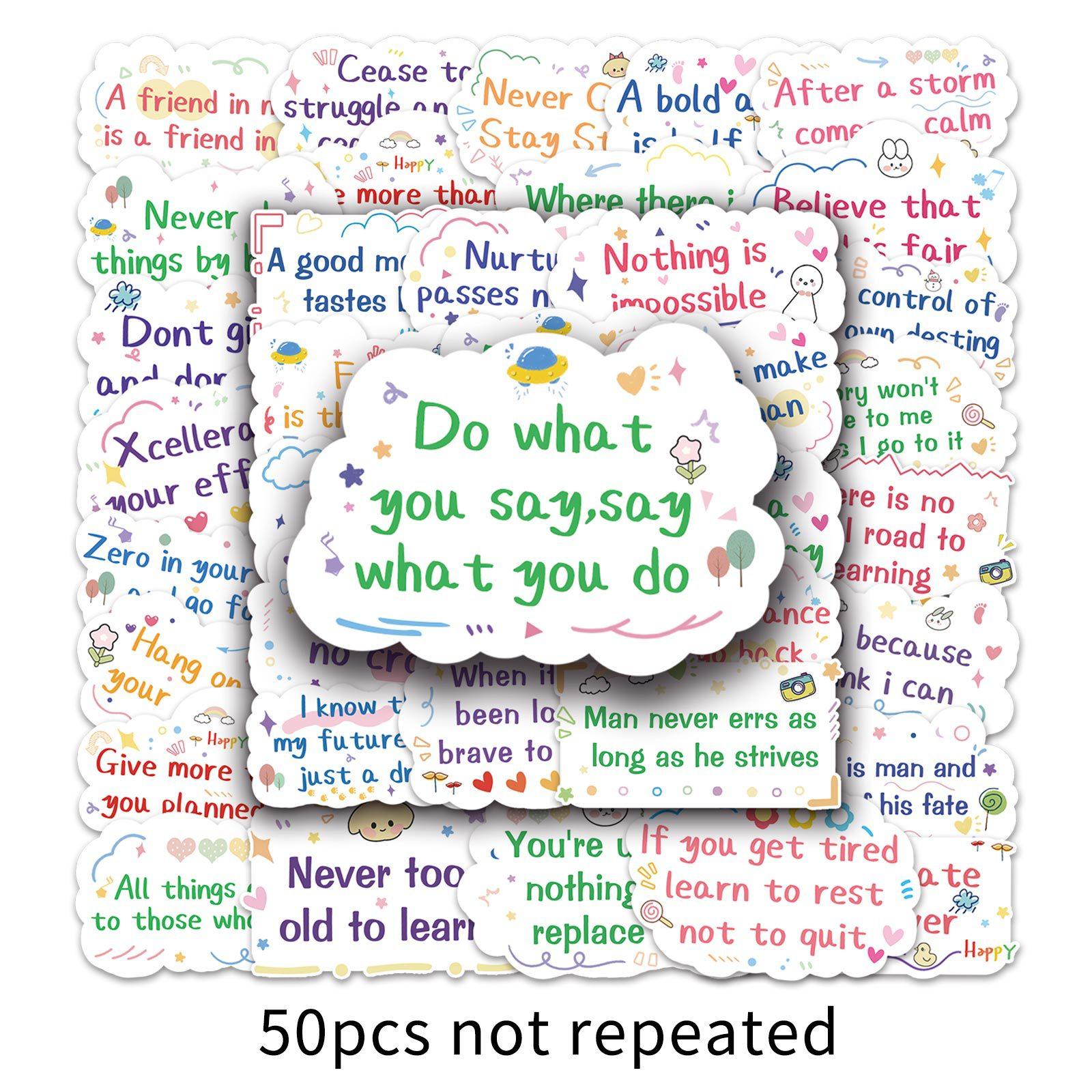 

50 вдохновляющих коротких предложений на английском языке, граффити, персонализированные трансграничные текстовые слоганы, чашки для воды, сделанные своими руками, наклейки на багаж, водонепроницаемые