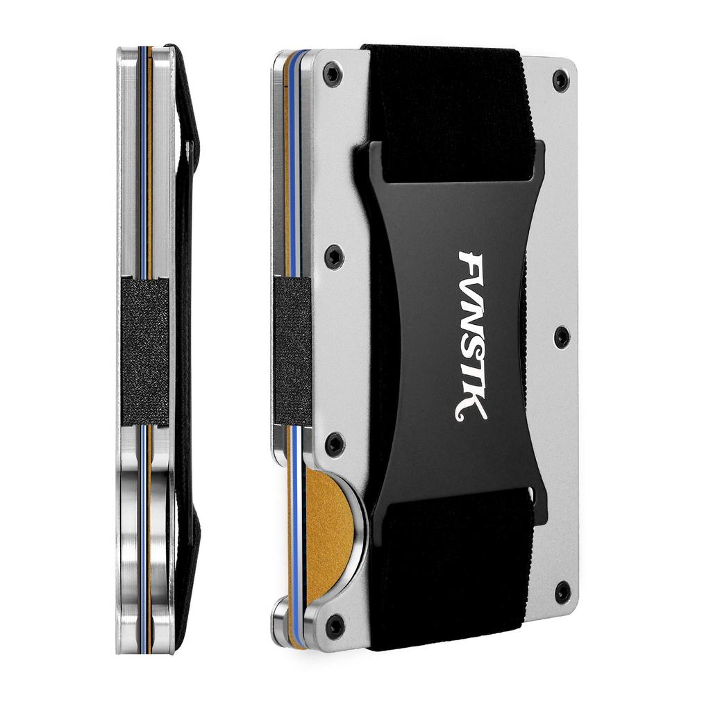 Brieftasche – Kreditkartenetui mit Blockierung der Vordertasche – Metall-Geldbörse mit Geldscheinklammer