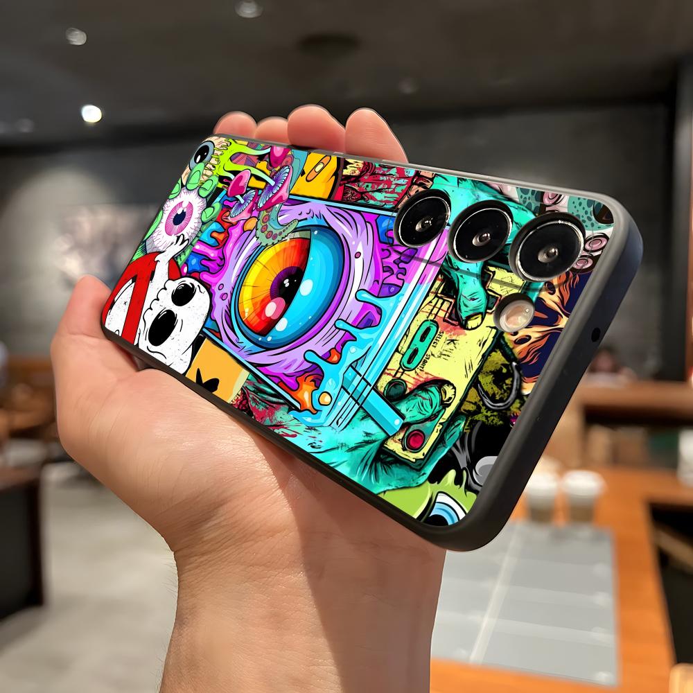 

Cool Colorful Graffiti Phone Case For Samsung A56 A36 A26 A16 A15 A25 A35 A55 A14 A34 A24 A54 Black Soft Shell Samsung A32 5G