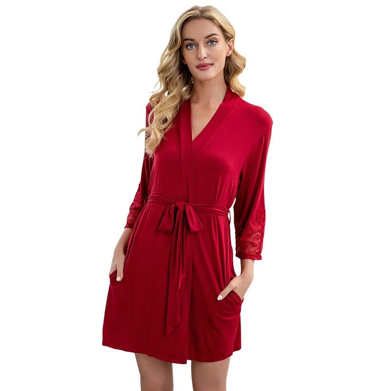 Home Wear Loose Nightgown Women's Lace Pajamas Bathrobe Morning Robe