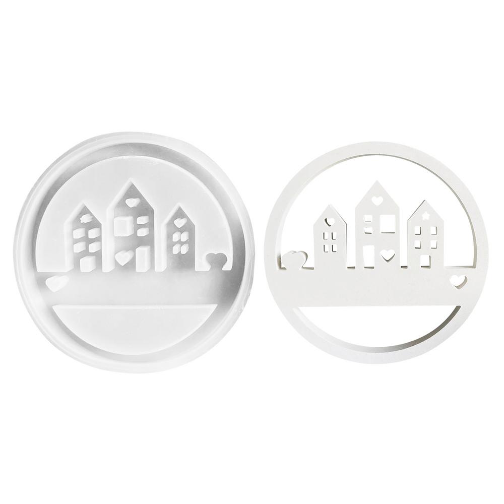 

Силиконовые формы для дома из эпоксидной смолы, форма для литья дома, круглое кольцо, форма для дома в форме сердца, форма для изготовления гипса, форма для подвески дома белый