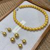 Ni Ni'S Same 12M Nanyang Gold Bead Round Necklace Women'S Light Luxury High-End Golden Collarbone Neck Chain