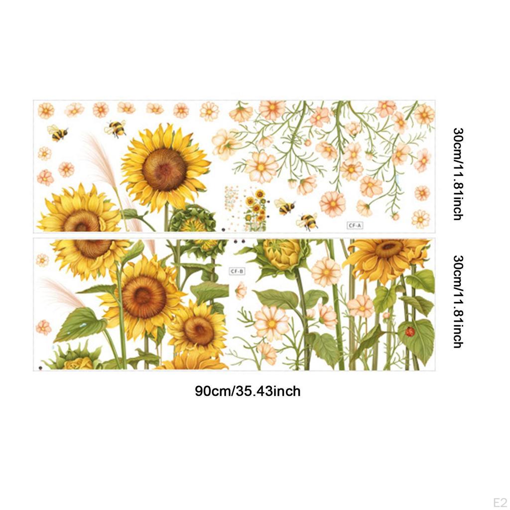 Sunflower Wall Sticker Set Decorative Wallpaper Home Decor Sofa Background PVC Plants Murals Floral