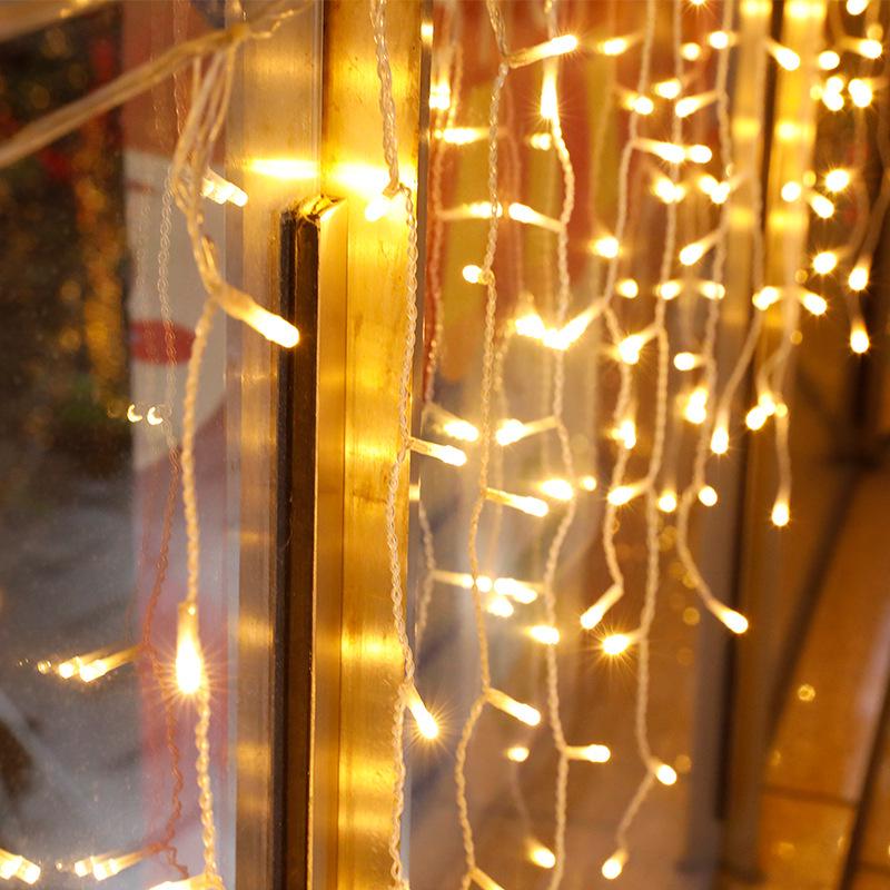 Solar LED Color Waterfall Curtain Lights - Outdoor Waterproof Decorative Christmas Icicle Lights