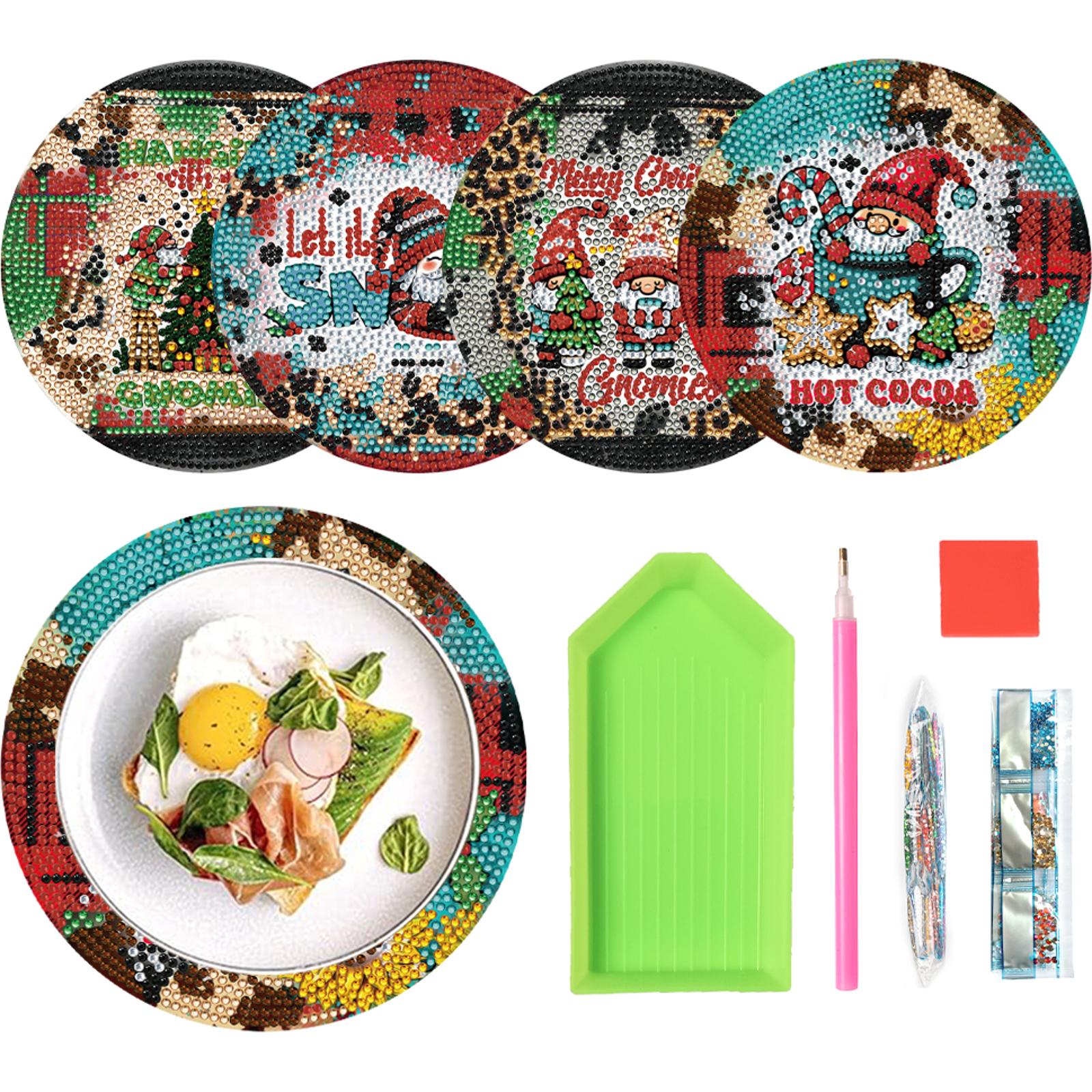 

4pcs Christmas Design Diamond Painting Placemat Kit DIY Diamond Painting Placemats DIY Diamond Art Gifts for Family & Friends