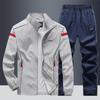 Spring and Autumn Leisure Sports Set Composite Polyester School Uniform Team Clothing Running Stand Up Collar Cardigan Two Piece Set for Men