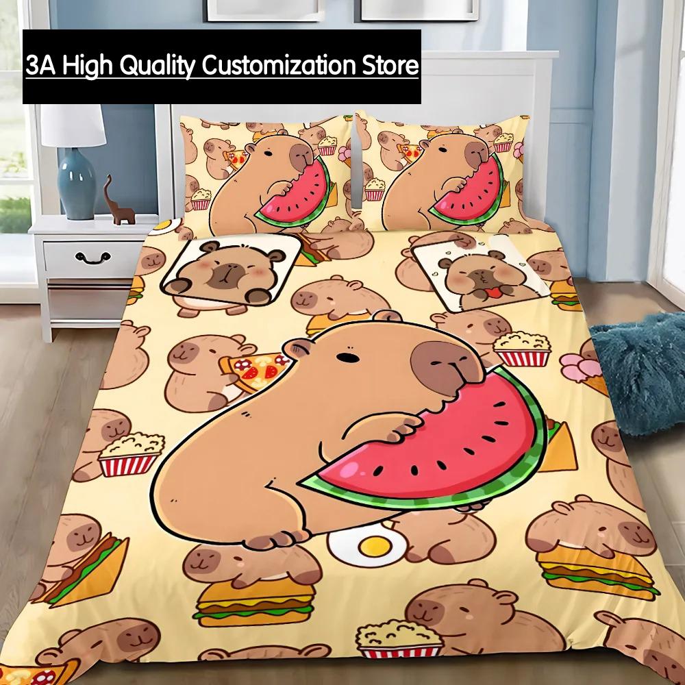 Comforter Cute Capybara Bedding Set Adult Boy Girl Bedroom Decoration Boys Gift Single Double Large Size
