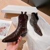 Fashion Autumn Vintage Women Chelsea Boots Fashion Slip On Shoes Ladies Elegant Thick Heel Mordern Short Booties