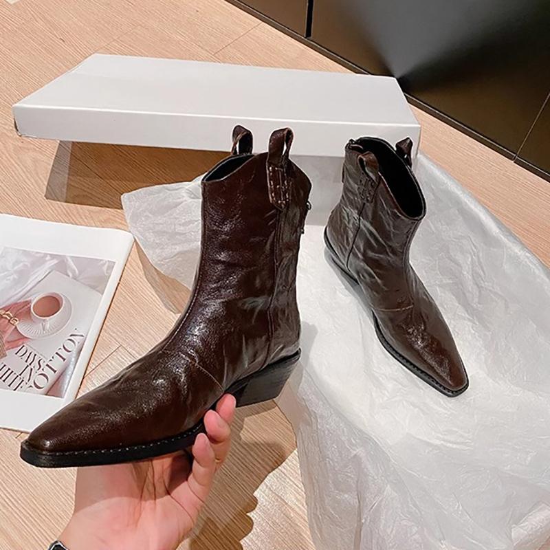 Fashion Autumn Vintage Women Chelsea Boots Fashion Slip On Shoes Ladies Elegant Thick Heel Mordern Short Booties