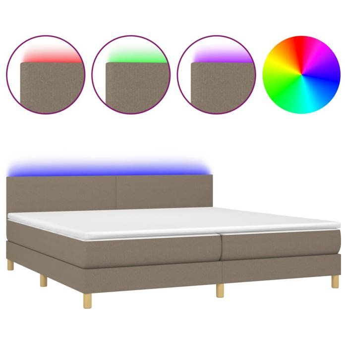Maison Exclusive - Sommier à lattes de lit et matelas et LED Taupe 200x200cm Tissu
