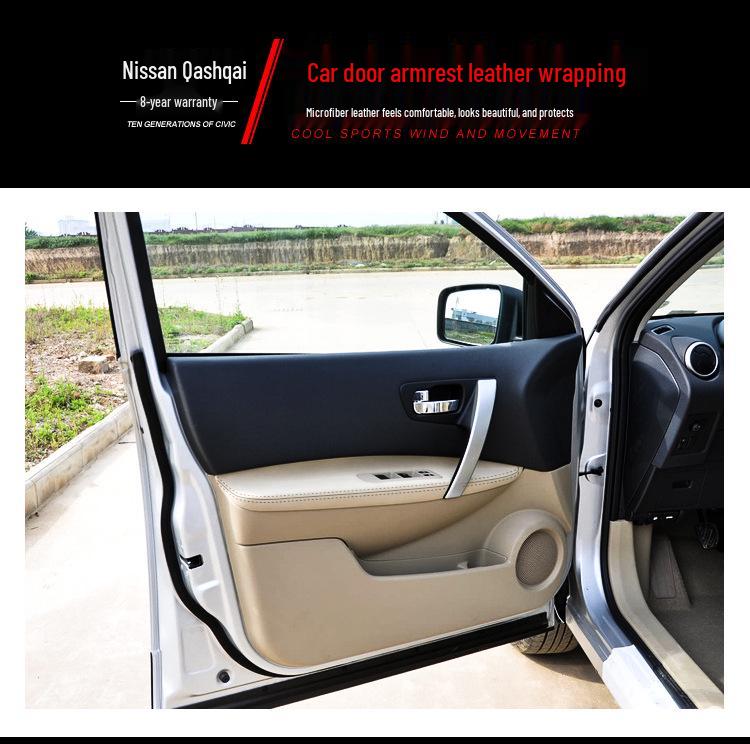 Qashqai 08-15 Door Panel Leather Armrest Cover for Interior Renovation