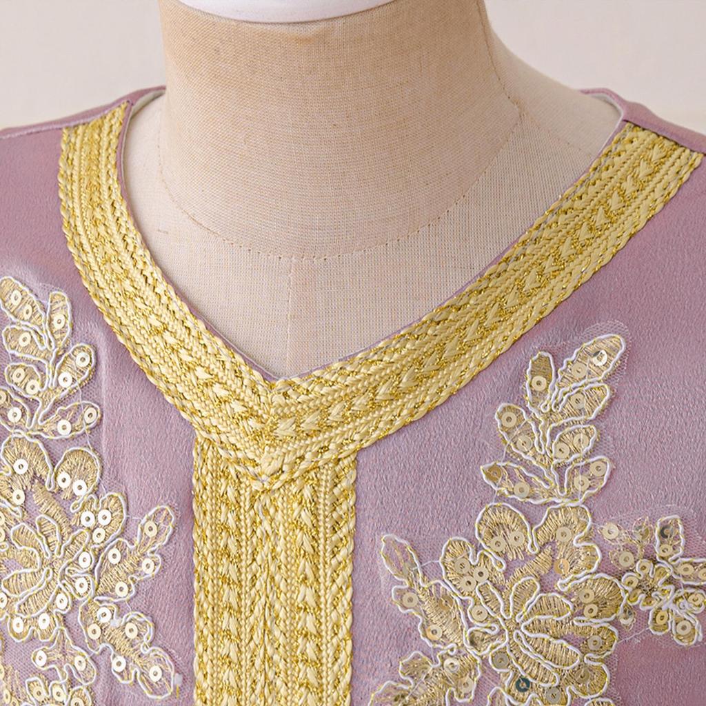 Embossed Puffy Kids' Middle Eastern Muslim Dress for Festivals and Performances