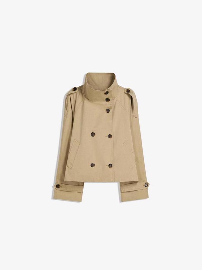 2025 Retro Design Double-Breasted Belted Short Trench Coat