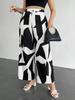European & American Geometric Print High-Waisted Wide-Leg Pants - Women's Casual Straight-Leg Style