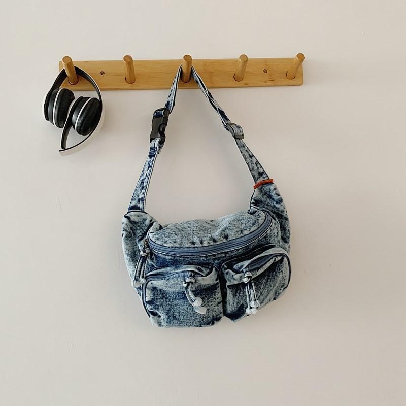Single Denim Shoulder Crossbody Bag With Large Capacity For Daily Commuting
