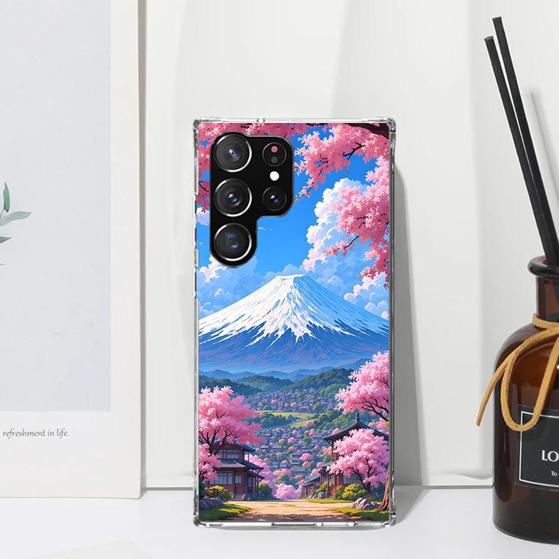 Japanese Cherry Mount Fuji Phone Case For Samsung Galaxy S26 S25 Edge S24 FE S23 S22 Ultra S21 Plus S20 + Art Fundas Back Cover