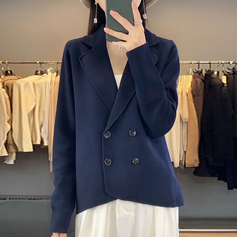 Women's Suit Cardigan Temperament Solid Color Tops Autumn Long Sleeve Fashion Jacket Ageing Casual Chic