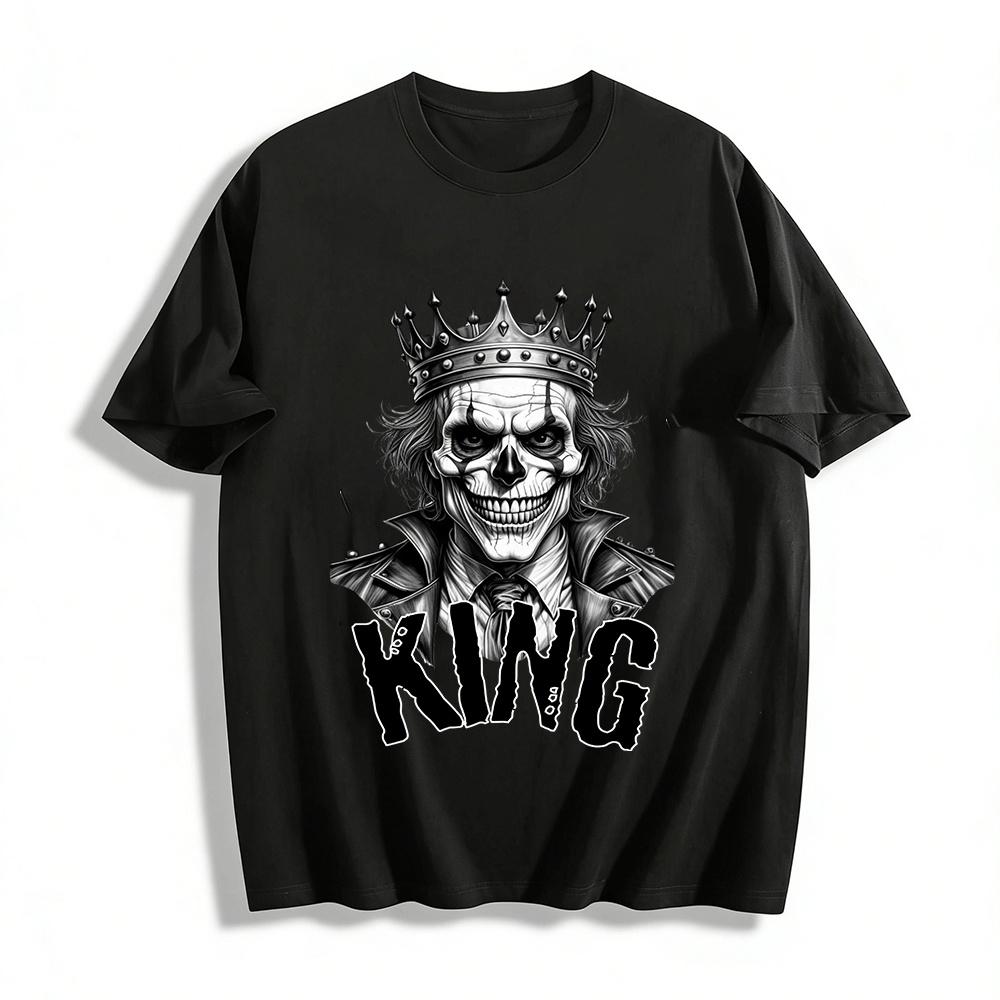 Мужская футболка с принтом Череп Джокер Король Готический стиль Модный топ Хлопковая футболка XXS