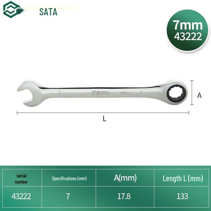 SATA 43222 Polished Combination Wrench