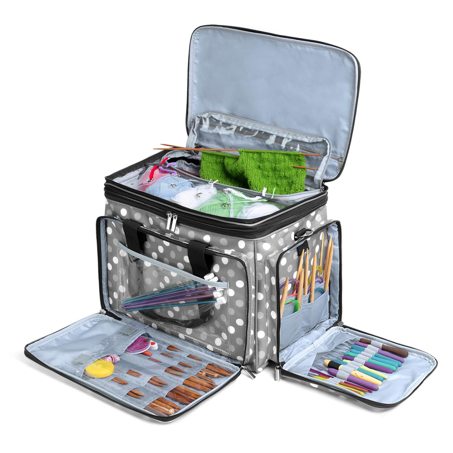 

Сумка для вязания Luxja для круговых крючков и спиц для вязания Идеально подходит для хранения и транспортировки принадлежностей для вязания Пряжа, спицы, крючки, (14 /35см) -