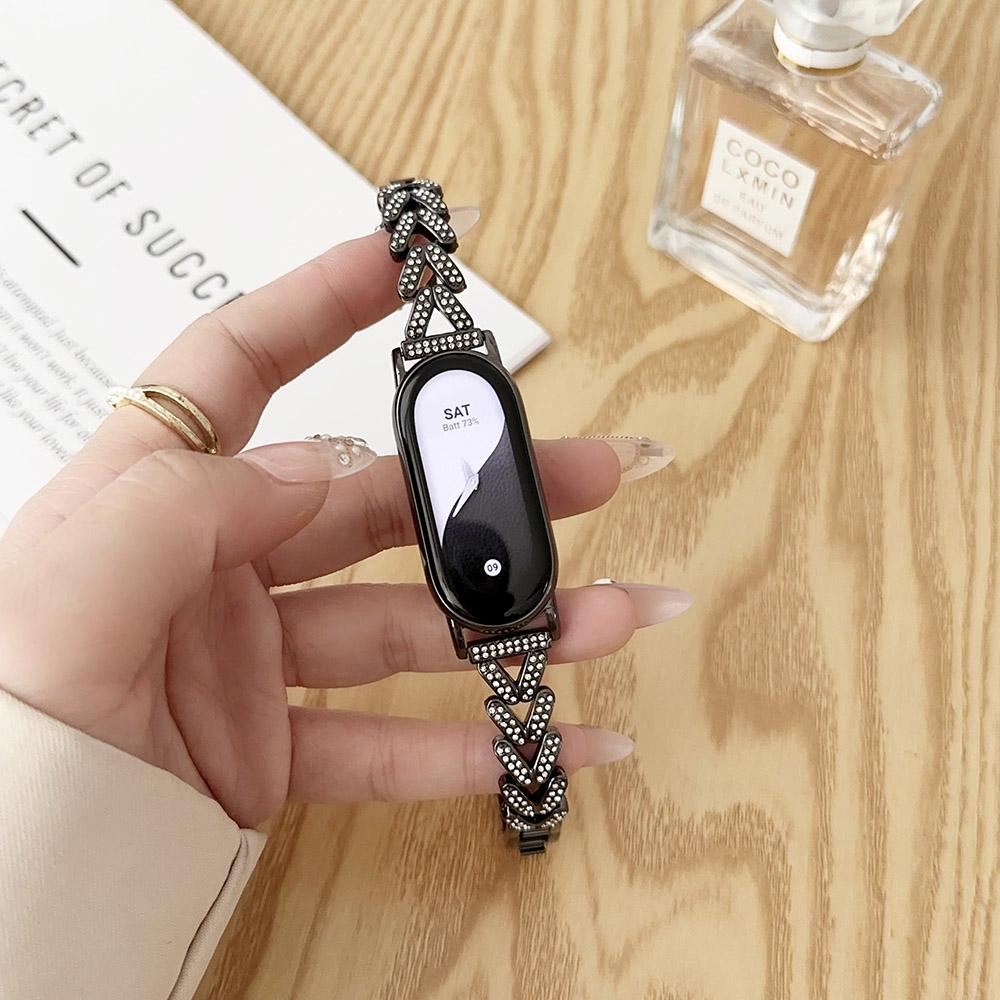 

Bling Dressy Mi Band 8 Bracelet Women Metal Luxury Wristband for Xiaomi Smart Band 9/10 Replacement Watchband Jewelry Smartwatch чёрный