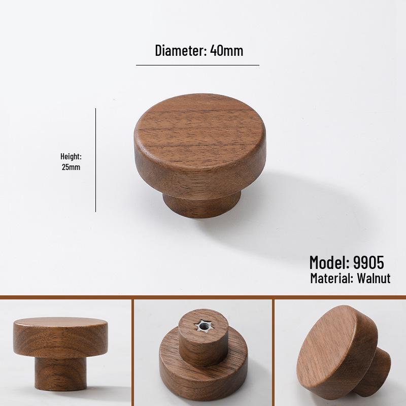 Japanese Minimalist Walnut Handle Solid Wood Cabinet and Wardrobe Drawer Handle