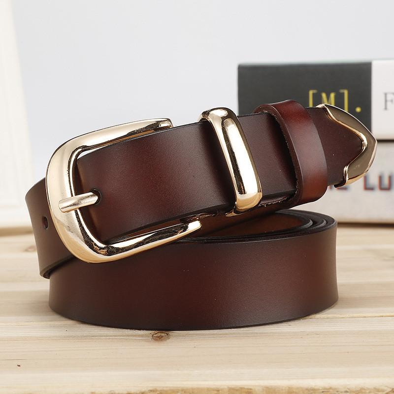 Simple Color Solid Leather Waist Belt Metal Pin Buckle Street Girl Decoration