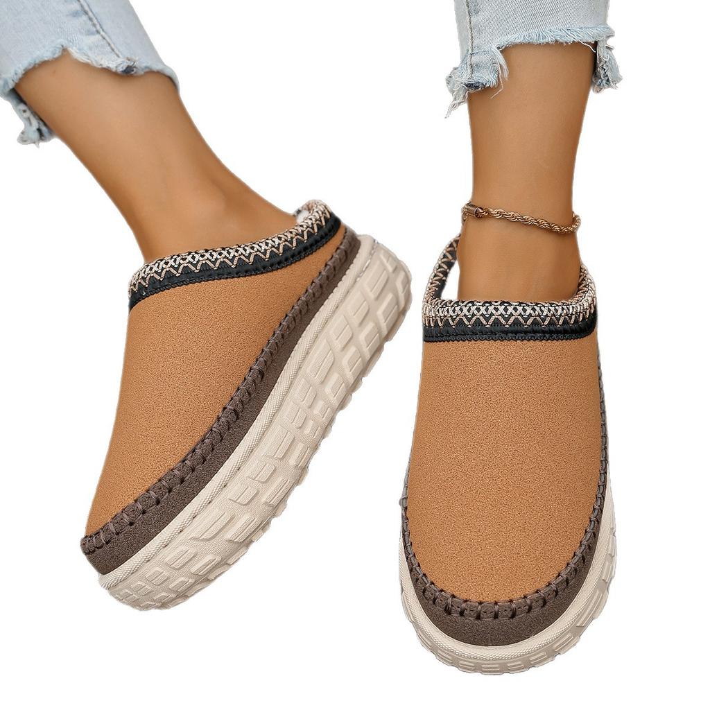 Tire thick-soled snow boots women's new short-leg fleece thickened warm cotton shoes for autumn and winter 2025