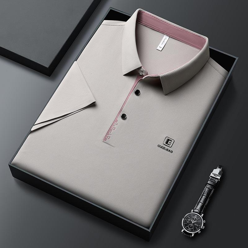 

Футболка поло Traceless, мужская, высокого класса, среднего размера, повседневная, контрастного цвета, с планкой на лацкане, с коротким рукавом 2XL