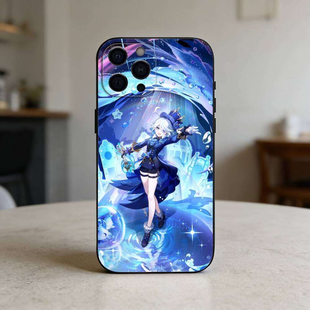 G-Genshin Impact F-Furina Phone Case For iPhone 17,16,15,14,13,12,11 Plus,Pro Max,SE4Soft Silicone Black Cover