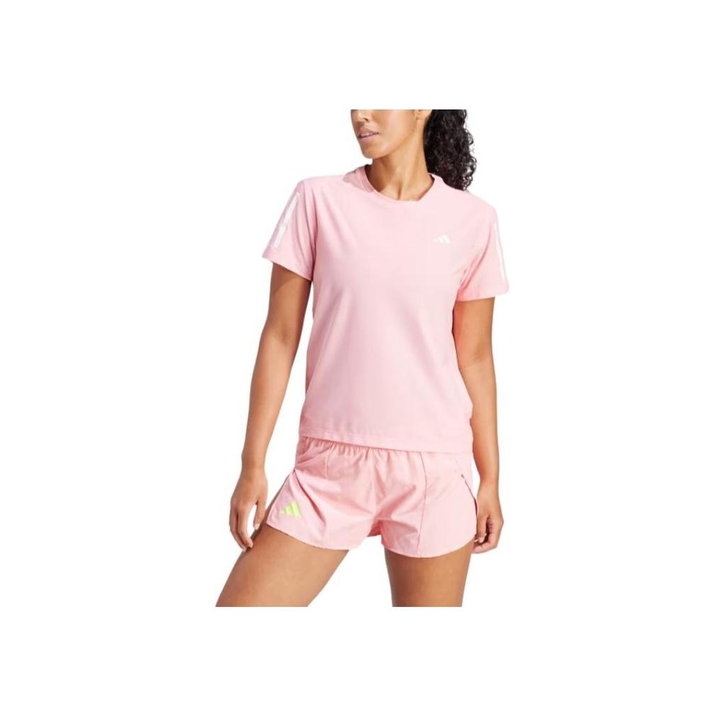 Adidas Logo Print Crew Neck Short Sleeve T-Shirt Women Tops Pink IV5488
