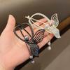 1 Peça Presilha de Cabelo Oval com Strass e Pérolas Cauda de Peixe Torcida Presilha para Traseira da Cabeça Rabo de Cavalo Sentido Avançado Grampo de Cabelo com Franja Adorno de Cabeça Temperamento