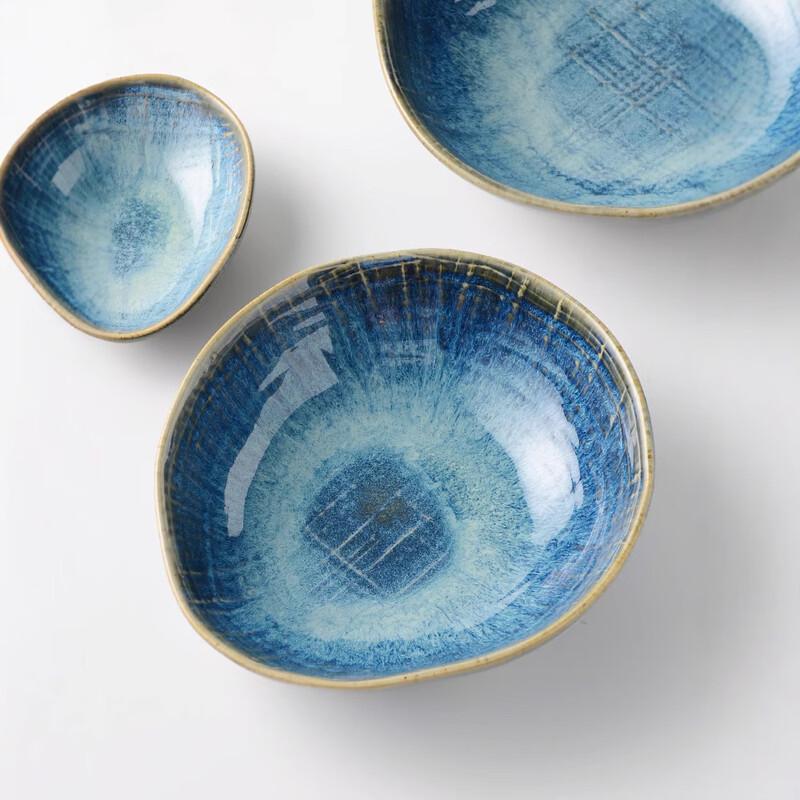 Japanese Style Kiln-Glazed Ceramic Irregular Bowl
