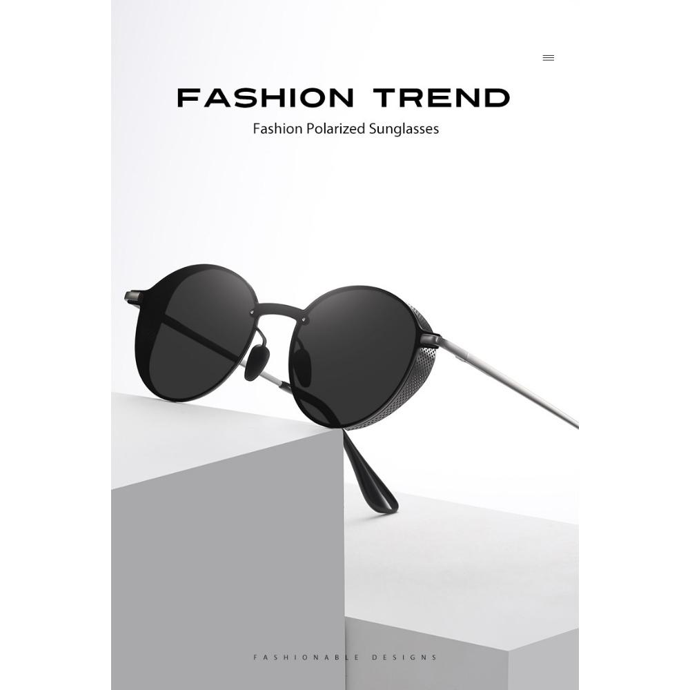 aoron Round Frame Cross-border Sunglasses Men's Metal Polarized Fashion Sunglasses