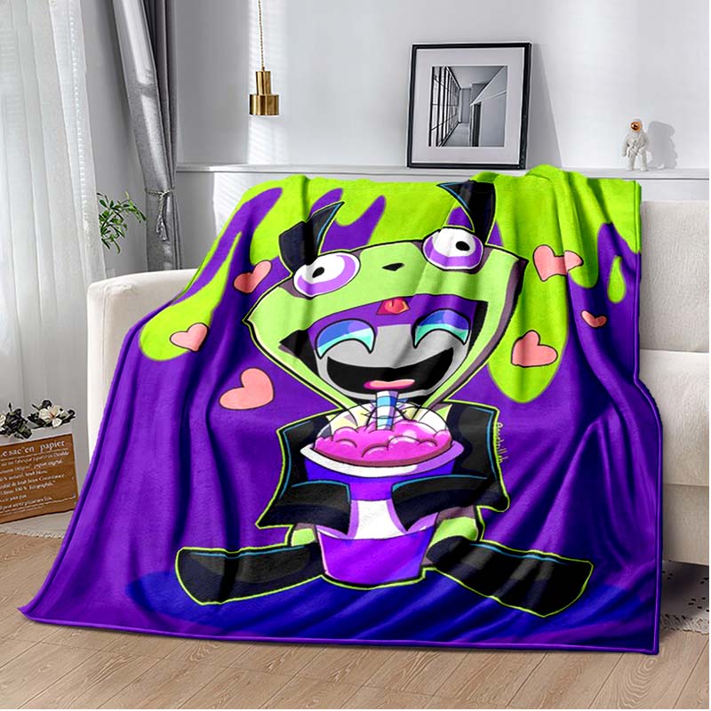 Invader ZIM Gir Kreslená deka Útulná měkká deka Deka na gauč Odolný dekor Pro děti Ženy Muži Cestovní deka Měkká přehoz na postel
