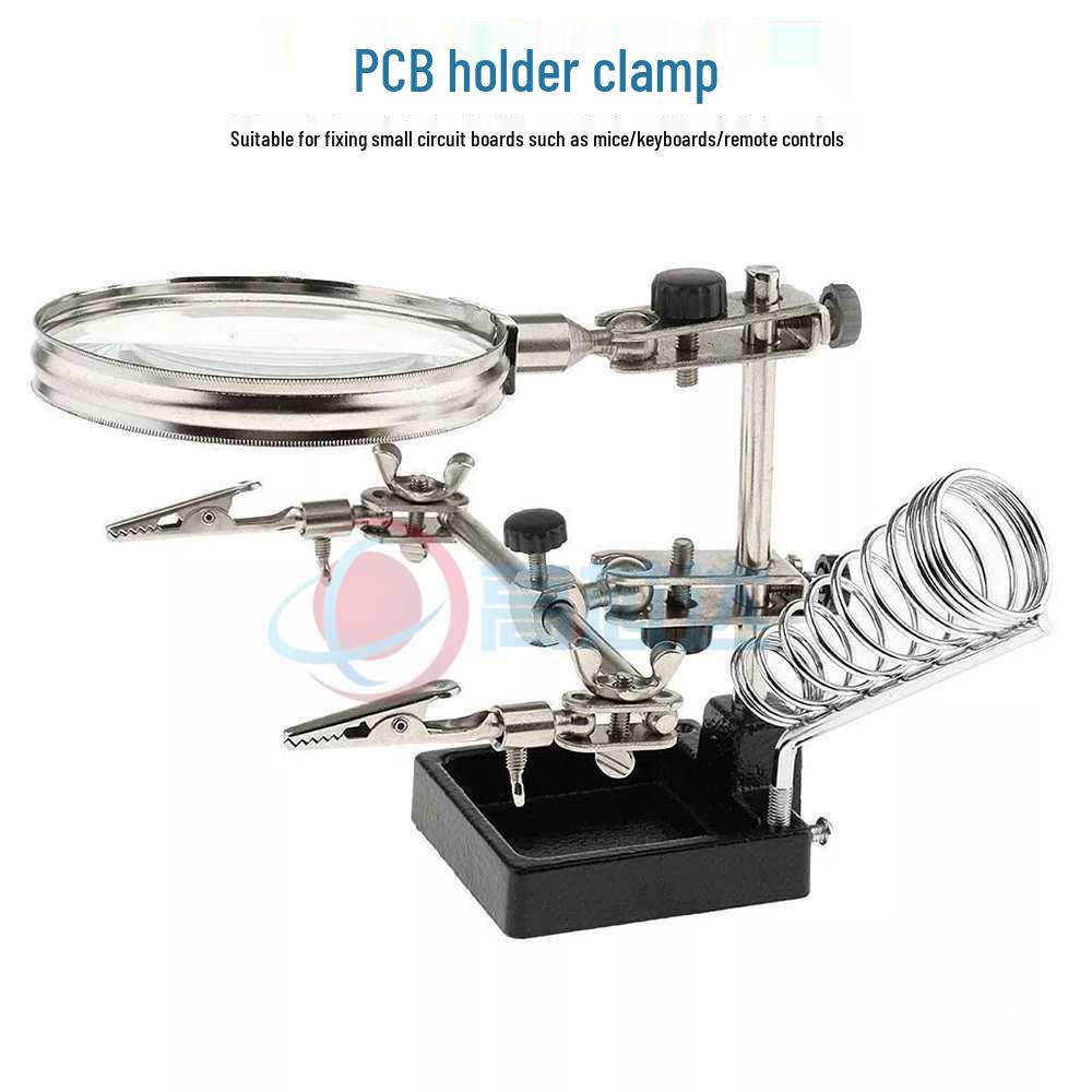 Compact Circuit Repair Kit: Circuit Board Holder & Soldering Stand with Clips, Magnifying Glass for Mouse, Keyboard, Phone Repair