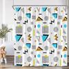 Geometric Abstract Shower Curtains Square Wave Line Triangle Circle Math Bathroom Decorations Modern Bath Curtain With Hooks