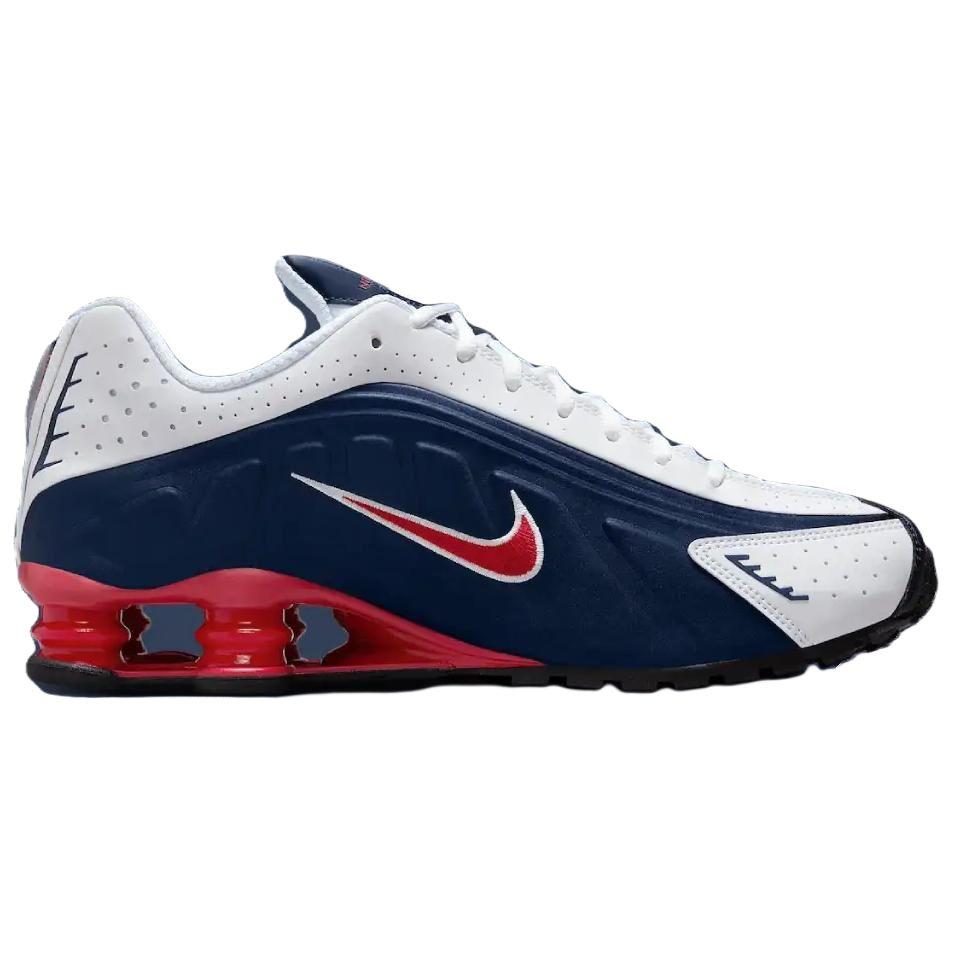 Nike Shox R4 para Hombre Azul Medianoche Blanco Plata Metálica Rojo Gimnasio HQ1988-400