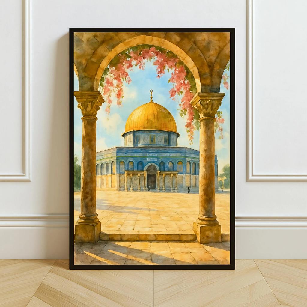 Islamic Mosque Kaaba Canvas Poster Watercolor Muslim Scripture Canvas Paint Print Modern Picture Living Room Home Decor Cuadros