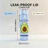 1PC Fitness Avocado Cartoon Print 750ml Color Plastic Sports Water Bottle Leakproof Flip Straw Lid Suitable for Sports Office Home Use