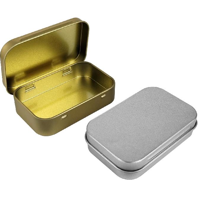 2 Pack Metal Tin Box with Lid,Rectangular Small Storage Container for Watercolor Pen Eraser,Jewelry,Candy,Craft Organize,Mini Portable Box Set