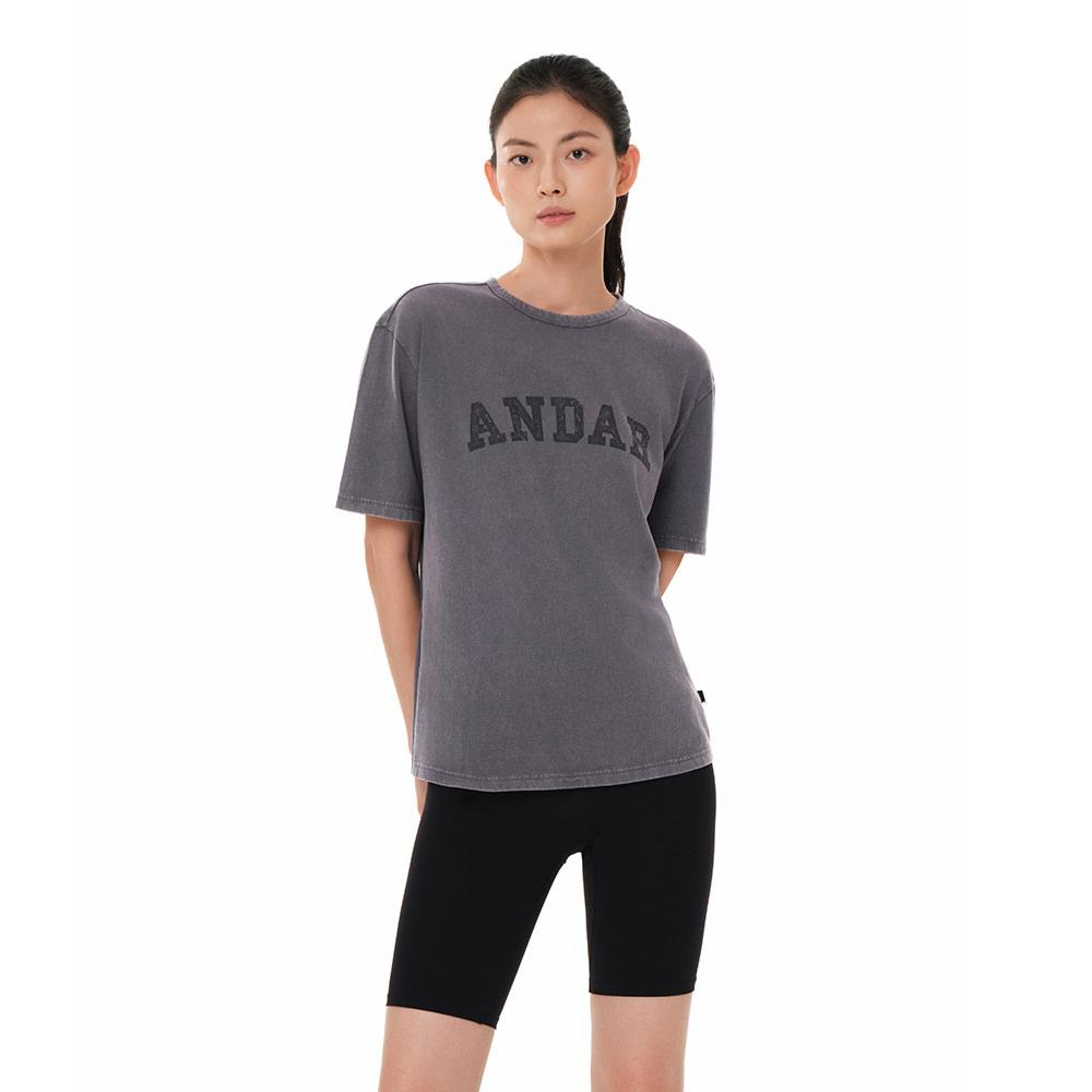 Andar Signature Logo Pigment Short Sleeve Black [Anfss-29Blk]/L