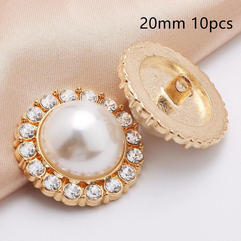 10Pcs 18/20/25Mm Flower Pearl Rhinestones Plastic Shank Buttons For Women Garment Jacket Sweater Handmade Sewing Accessories