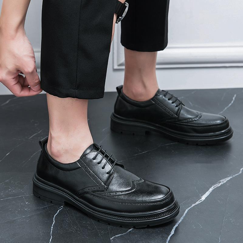 Dress Brock Leather Shoes British Fashion Business Men's Shoes Versatile Wedding Leather Shoes Leleathershoes