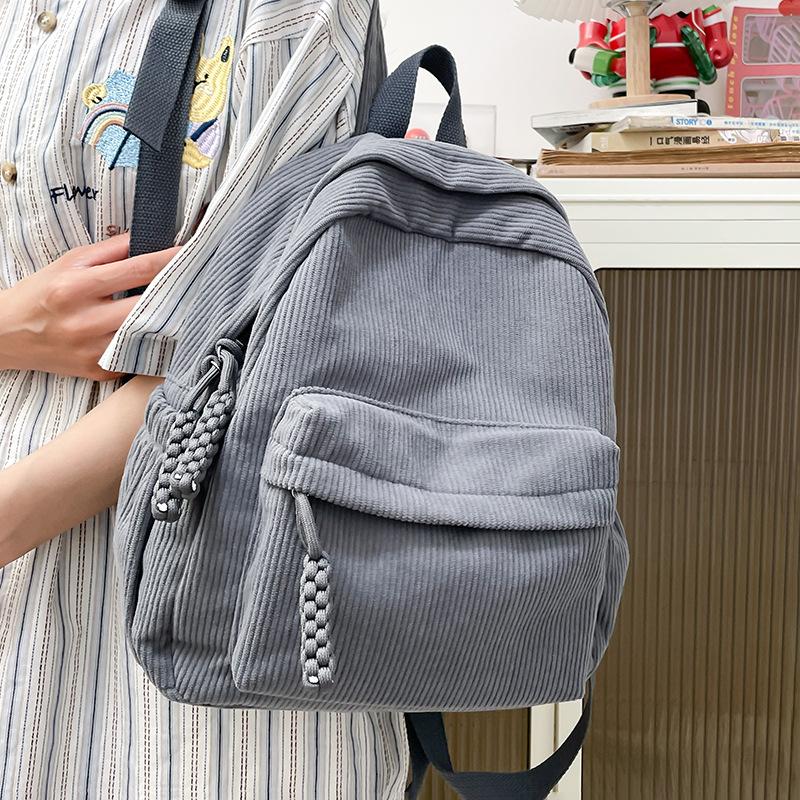Schoolbag velvet large-capacity backpack 1011 new high school student class schoolbag small fresh solid color cute versatile backpack