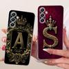 Clear For Samsung Galaxy A35 5G Case Luxury Crown A-Z Letters 2D Flat Pattern Soft Casing For Samsung A35 5G A356E A356B Cover