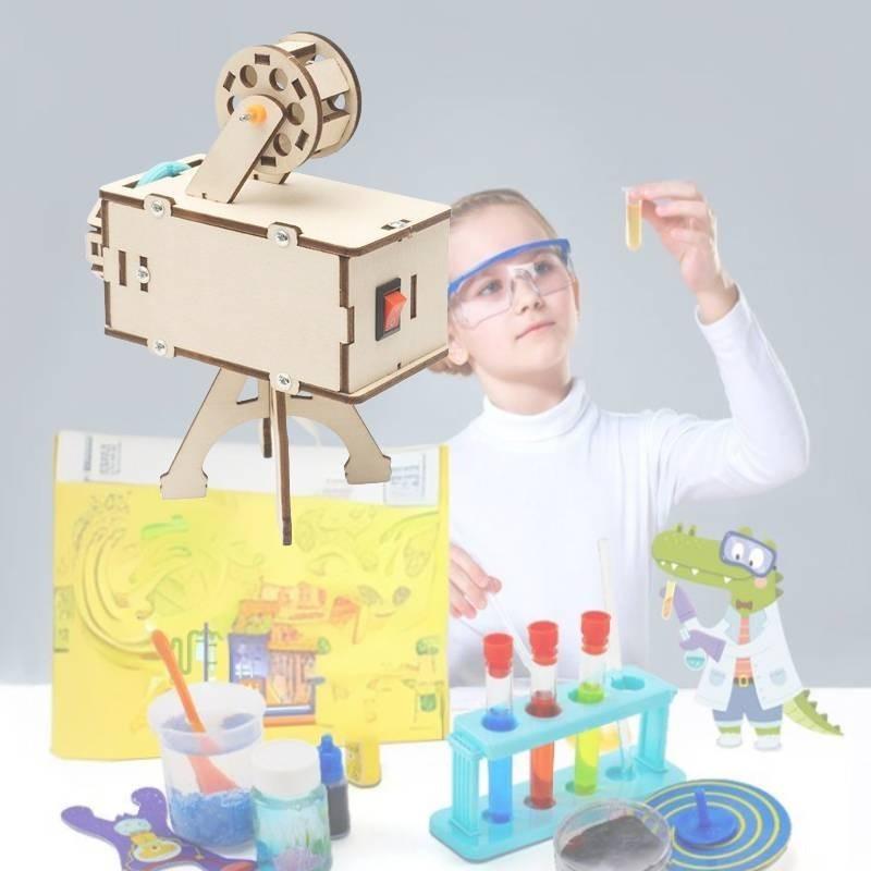 Wooden Diy Science Projector Kit Fun Physics Experiment Toy For Elementary School Students R-61