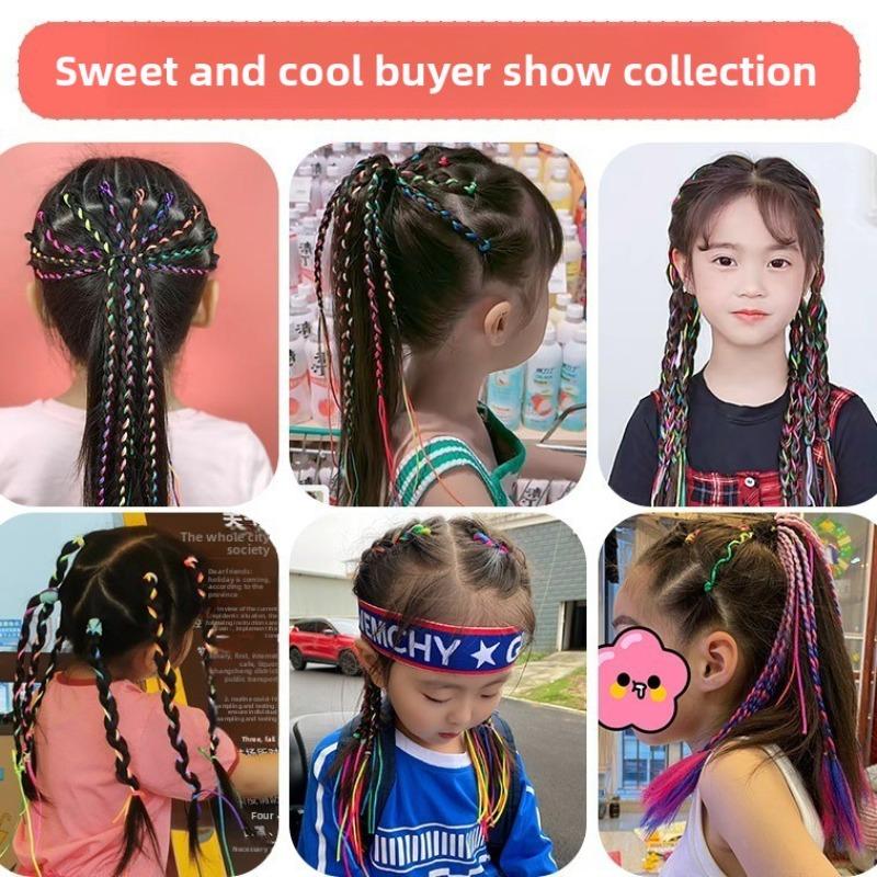 Rainbow Braiding Hair Ropes: Colorful Dreadlock Strings & Gold Ribbons, Hair Accessories for Women & Kids Styling.
