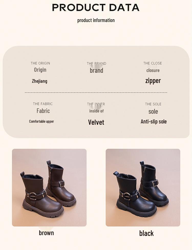2026 Girls' Two-Layer Leather Winter Boots: Fashionable, Versatile, Warm Short Boots for Middle and Big Kids